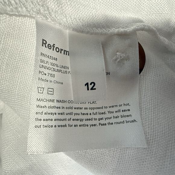 Reformation Velma White 100% Linen Short Sleeveless Sundress Mini Dress Size 12 - Picture 9 of 10